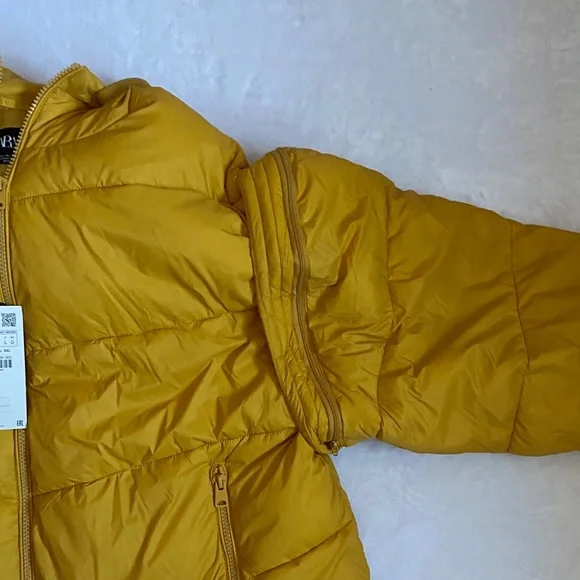Zara Mustard Yellow Hooded Puffer Jacket - Picture 7 of 14